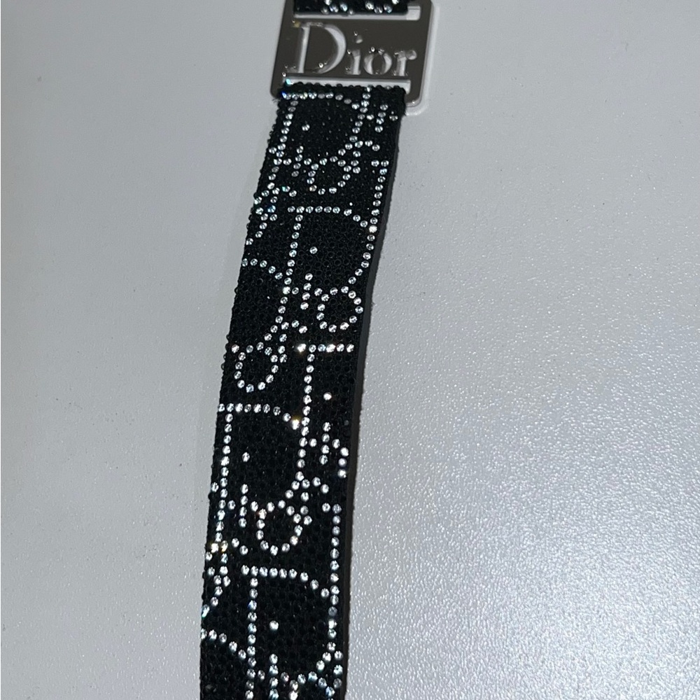 RARE Dior Leather Rhinestoned Choker Necklace - Picture 6 of 10